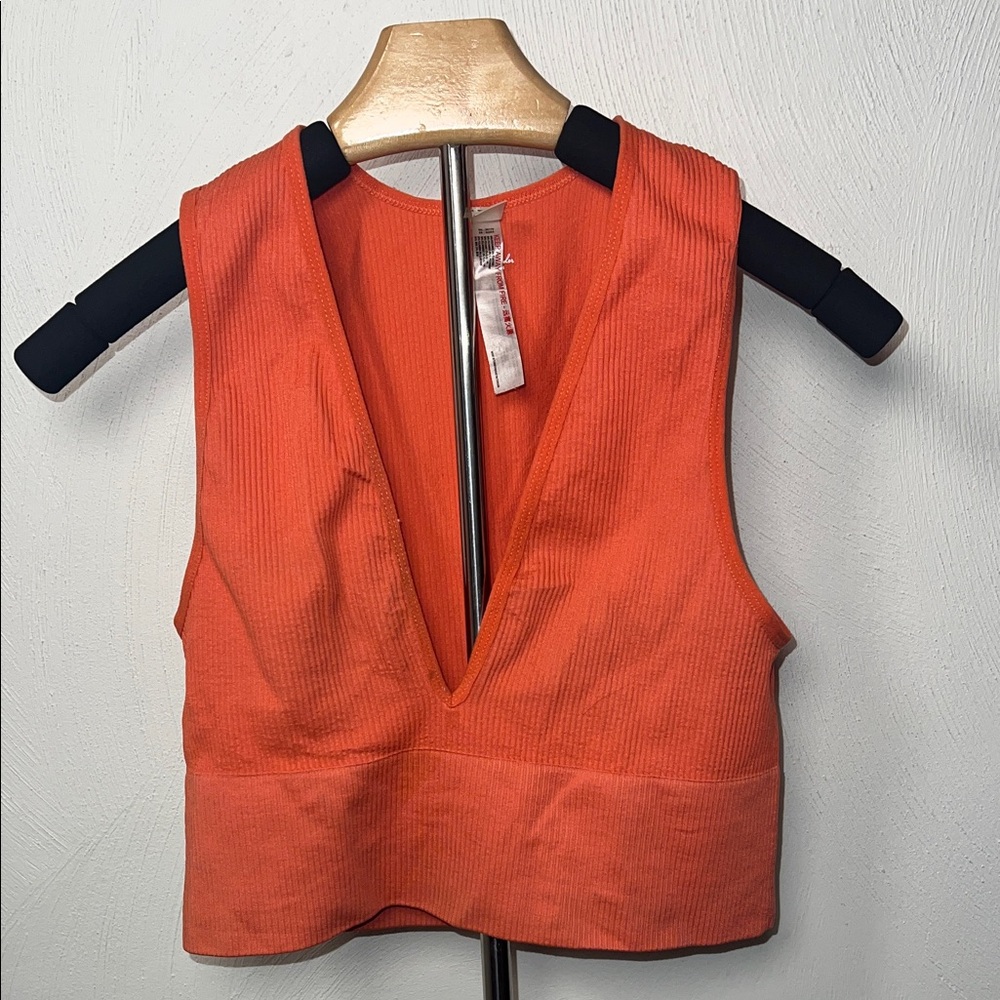 Urban Outfitters Vibrant Orange V-Neck Crop Top
